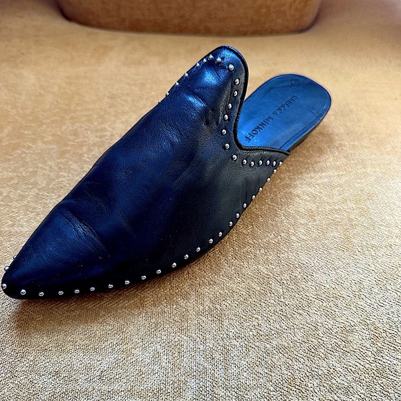 Rebecca Minkoff Chamille Studded Black Leather pointed Toe Slides Mules. 6.5 - Picture 3 of 7